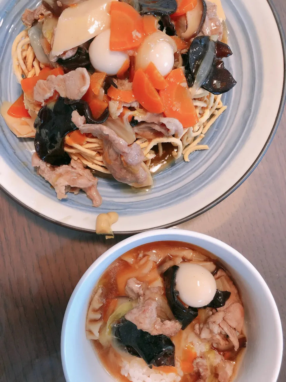 五目あんかけかた焼きそば&中華丼|taka-chanさん