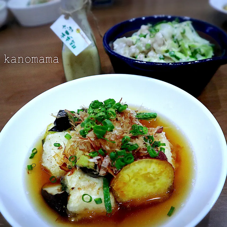 野菜と豆腐の揚げだし&豚しゃぶサラダ♪|ゆきさん