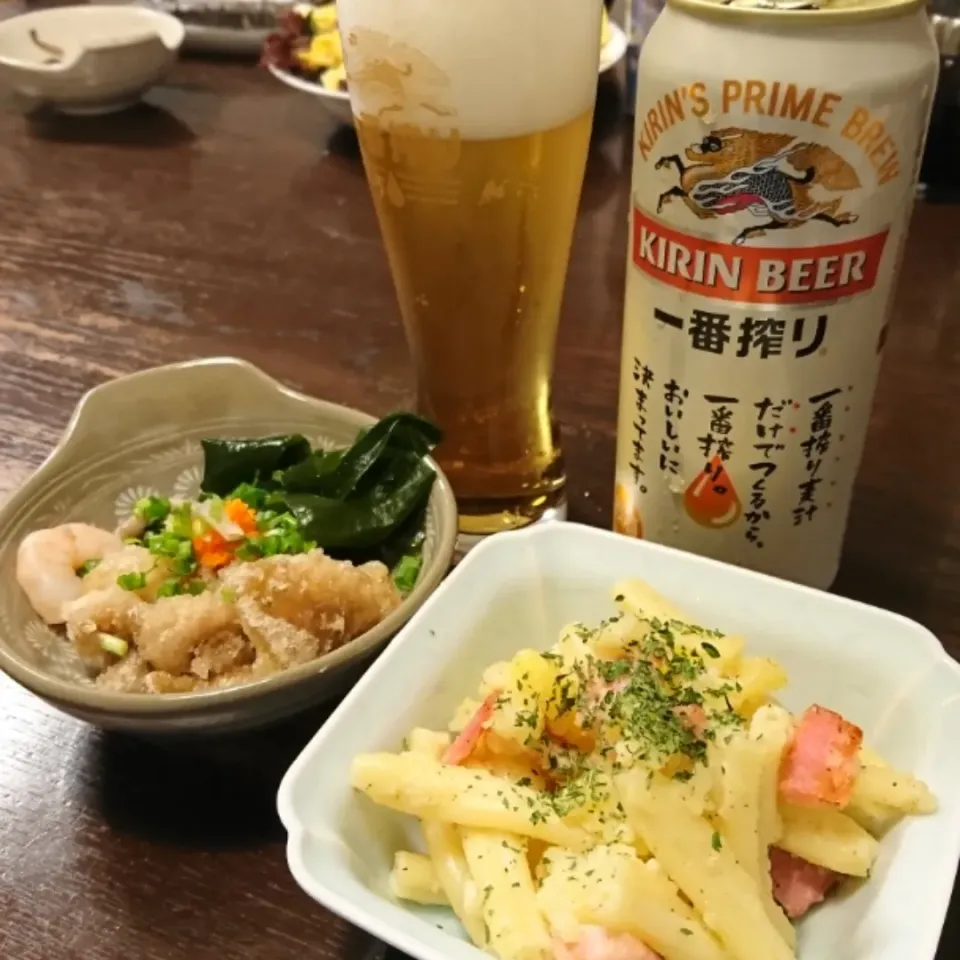 ・鶏皮ポン酢
・ポテトとパスタのサラダ|しーPaPaさん