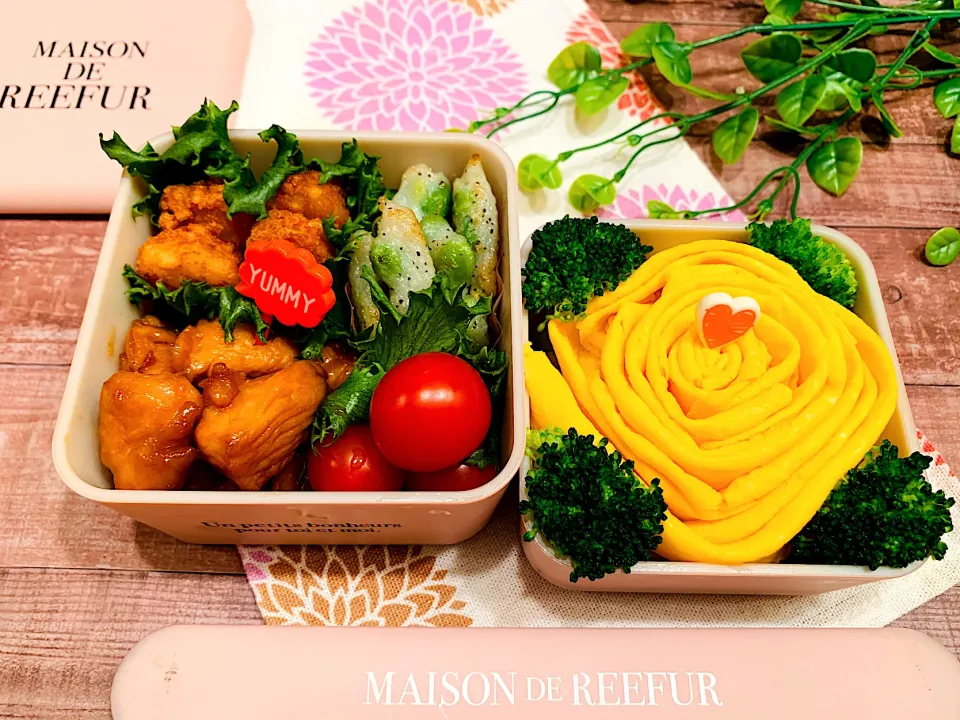 JKお弁当🌹薔薇のオムライス🌹|いちごさん