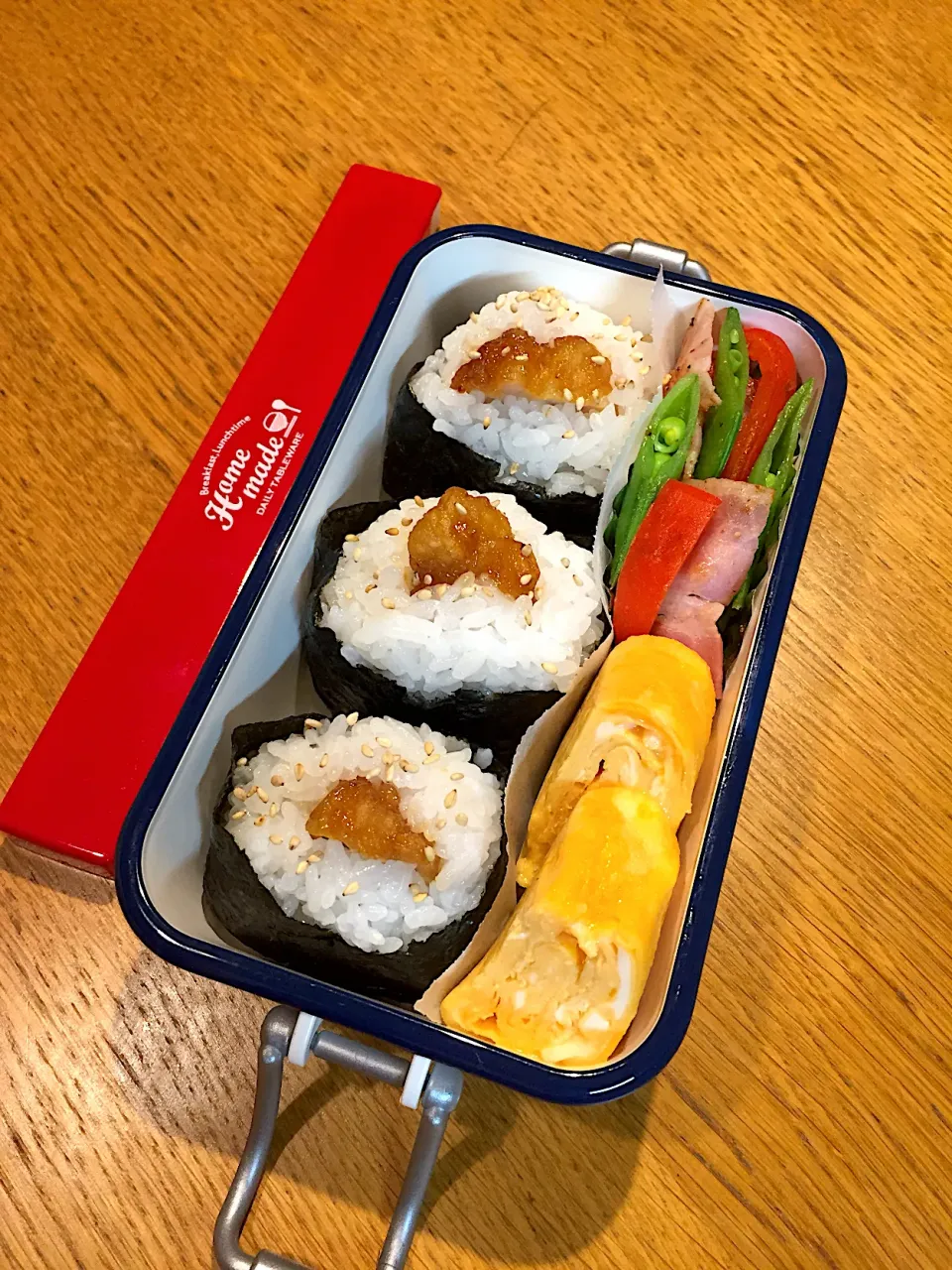 Snapdishの料理写真:JK弁当  鶏天むす|まつださんさん