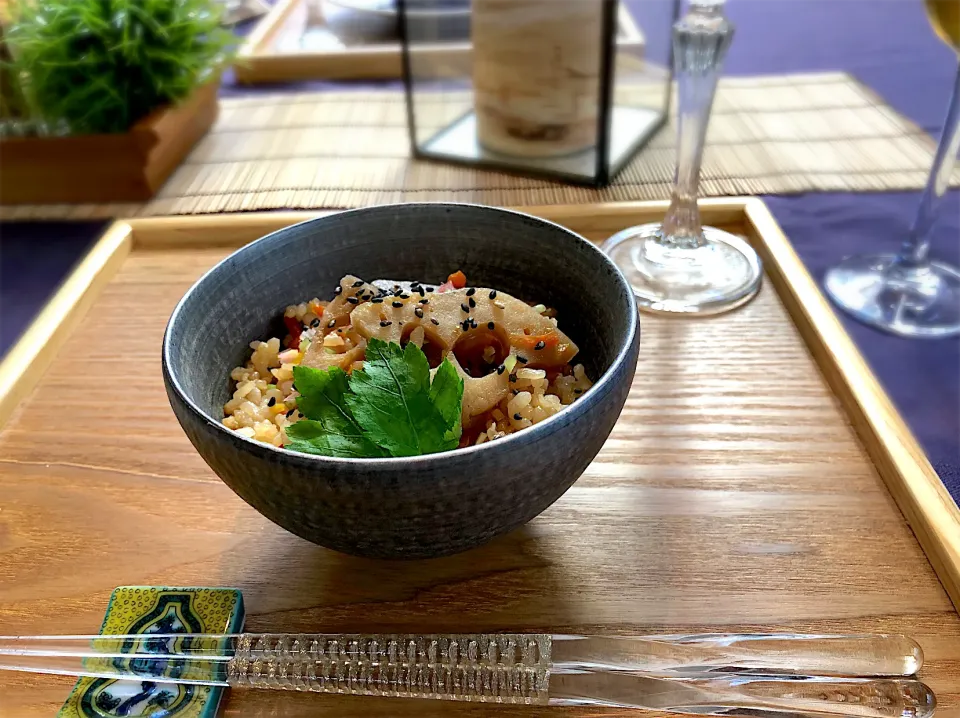 Snapdishの料理写真:きんぴらレンコンの炊き込みご飯|a’s kitchenさん