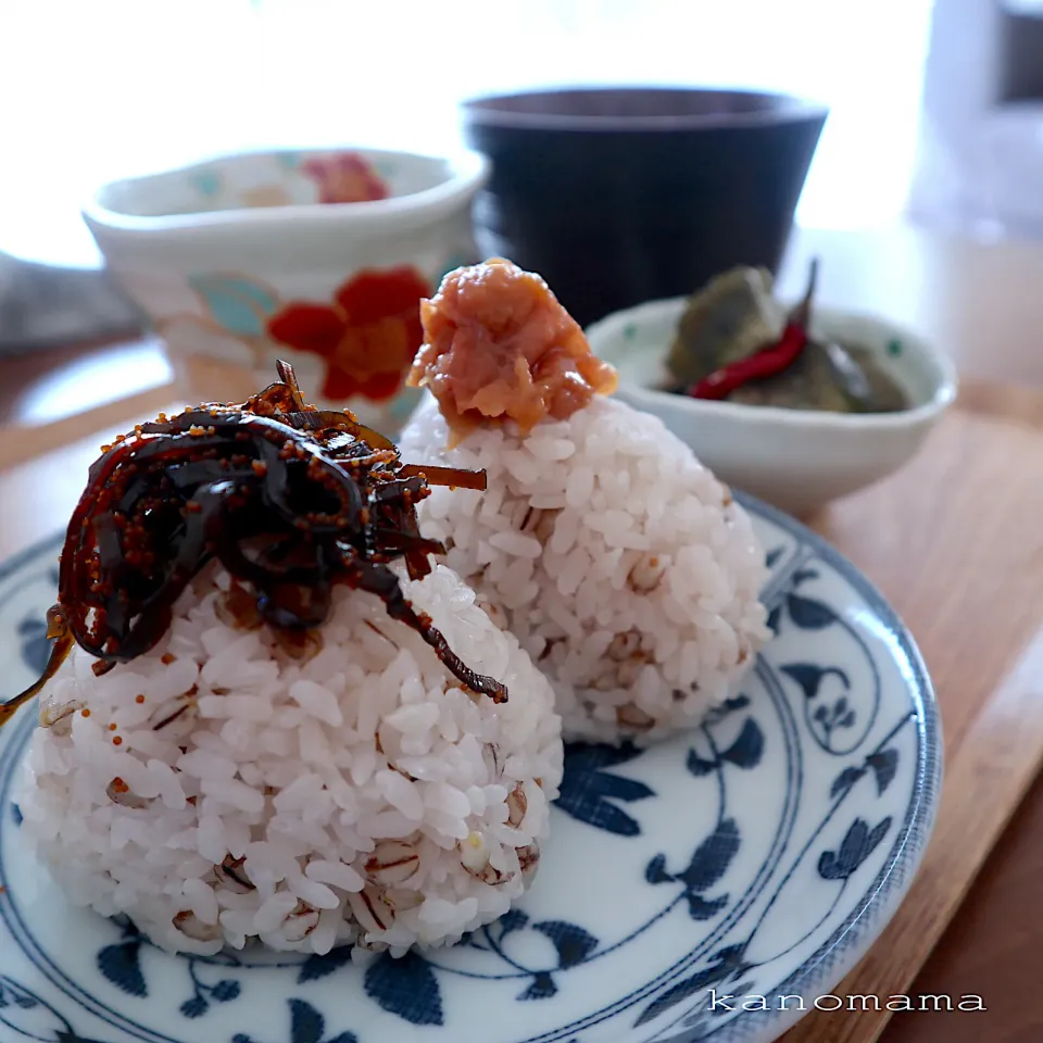 Snapdishの料理写真:もち麦入りごはんでおにぎり〜♪|ゆきさん