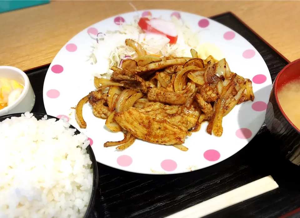 豚肉生姜焼定食 ¥500|Blue Moon Caféさん