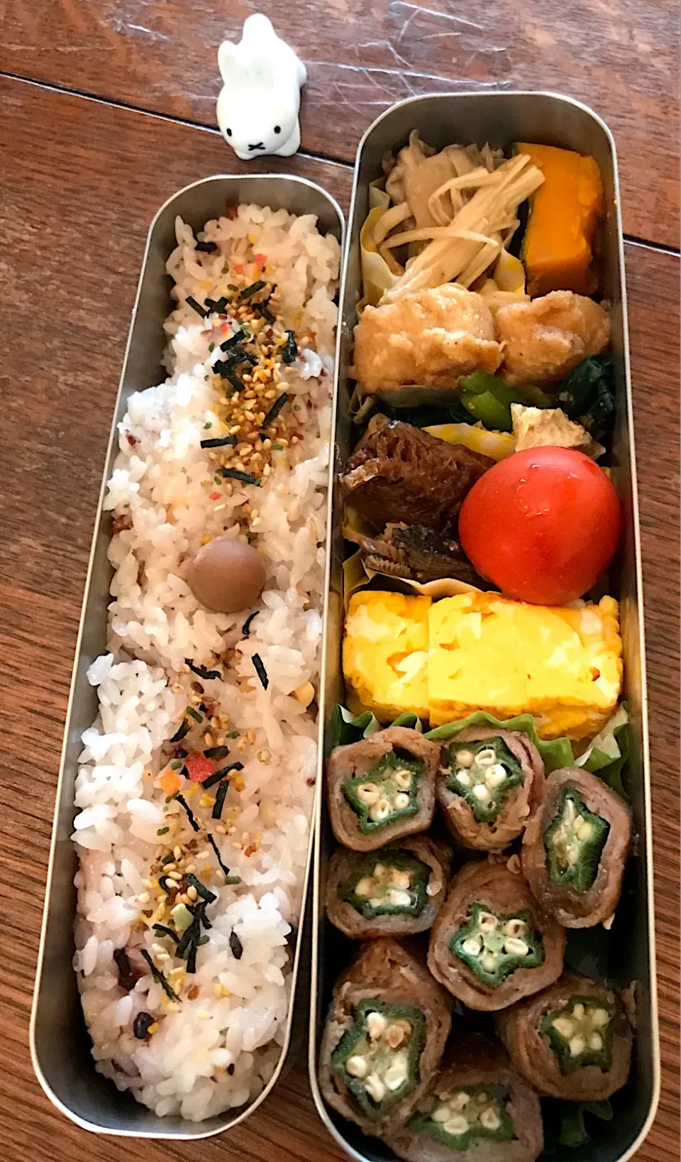 Snapdishの料理写真:ランチ #お弁当記録  #お弁当  #サーモス  #オクラの豚巻き|小松菜さん