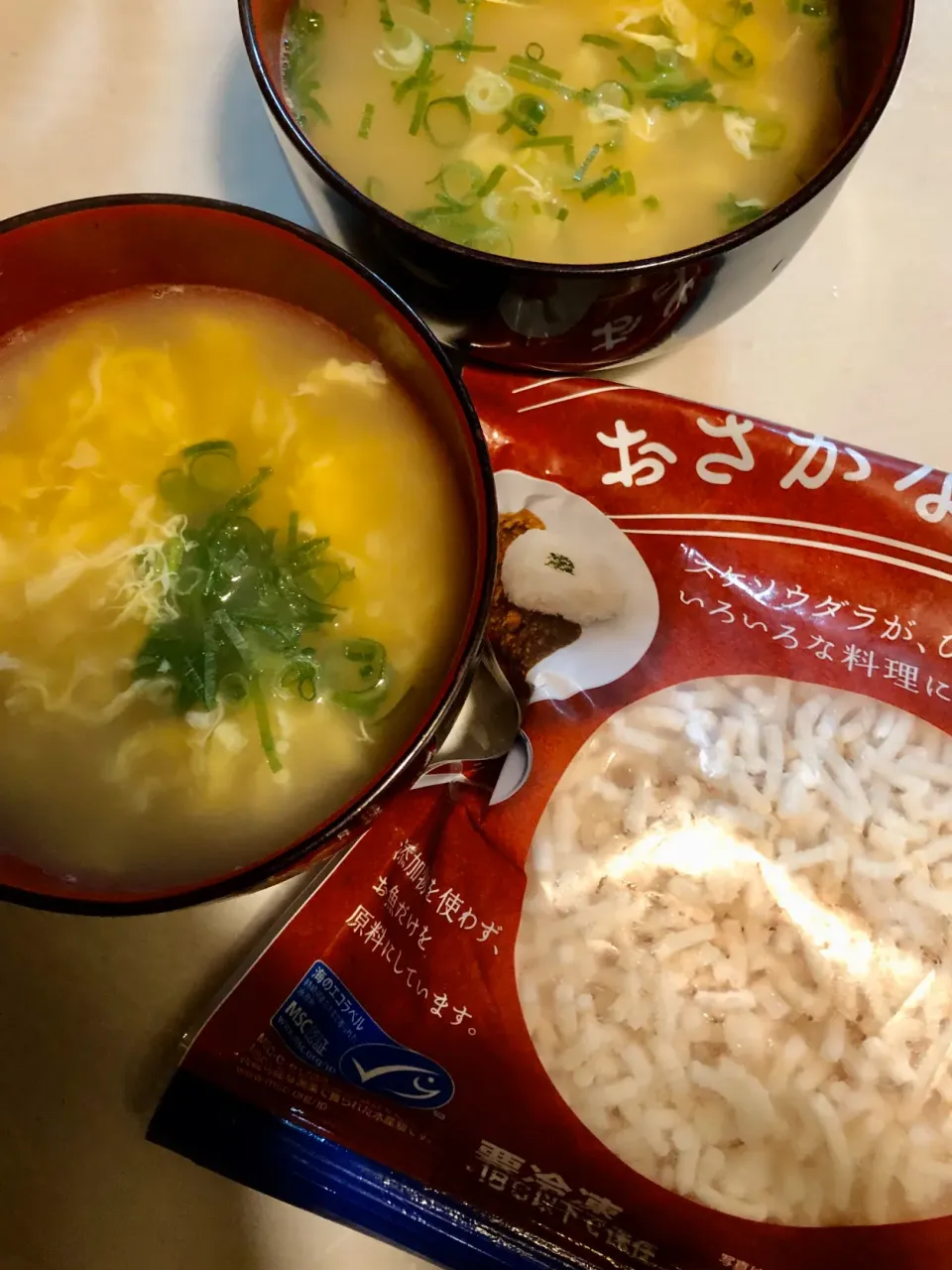 Snapdishの料理写真:おさかなミンチたっぷりかき玉汁😘|ぷーはるひゅうさん