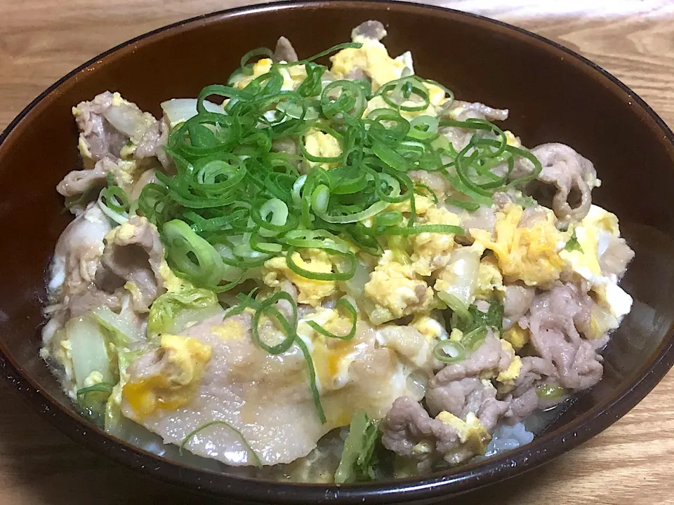 今日の夕食 ☆豚肉と白菜の卵とじ丼|まぁたんさん