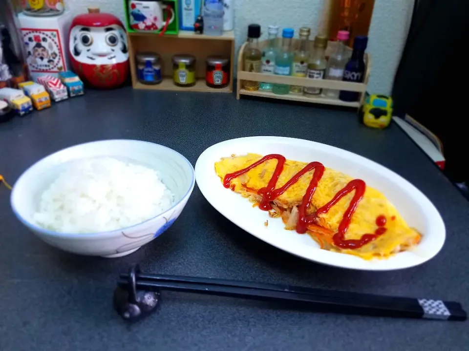 卵2個でごまかしたオムレツランチ🍳|masaki .fさん