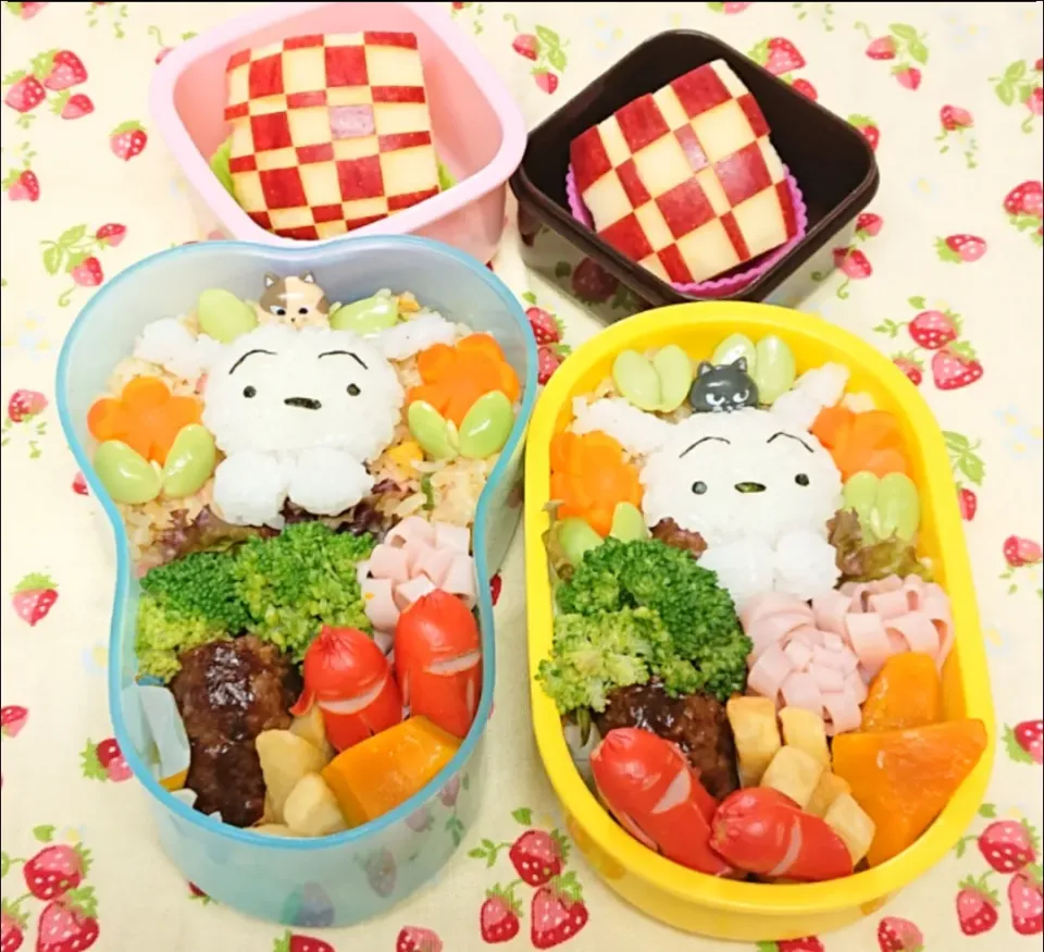 炒飯に クレヨンしんちゃんのシロのっけ弁当❤️|みちゅあしさん