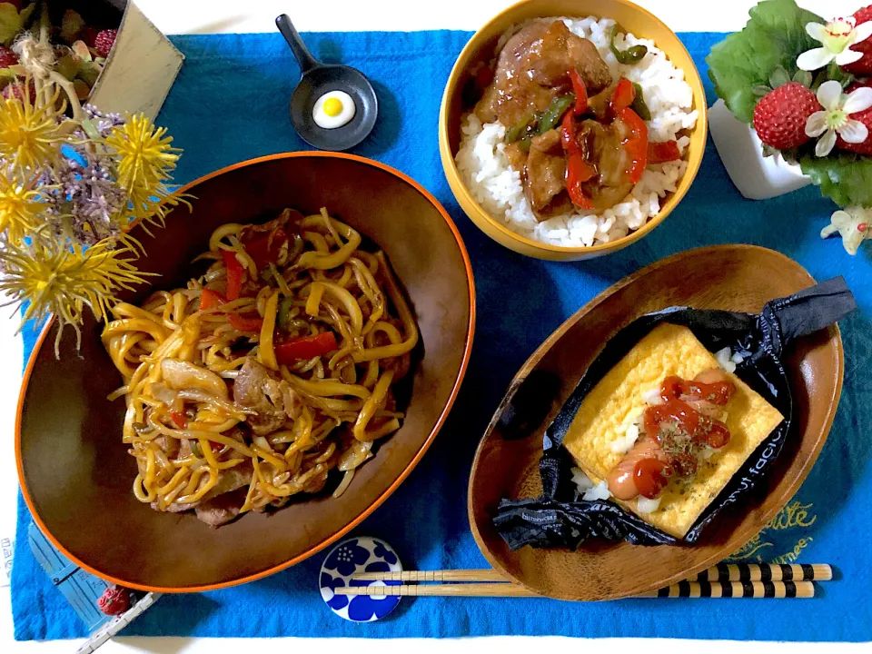 焼うどん、厚揚げホットドッグ、豚丼|syamさん