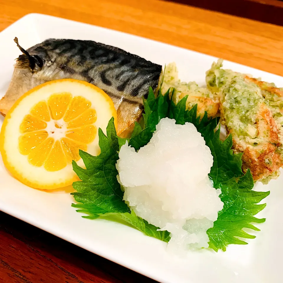 塩鯖焼き・ちくわの磯辺揚げ|いちごさん