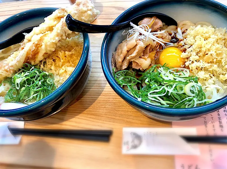 “うどんそわか”さん  麻辣まぜうどんとちくわ天うどん|じゅんさんさん