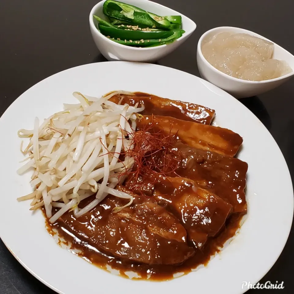 Snapdishの料理写真:豚肉の大蒜味噌煮|Yukiさん