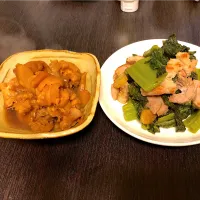 Snapdishの料理写真:豚足の醤油煮と高菜と豚肉の中華炒め|Miki (๑◕ˇڡˇ◕๑)♪さん