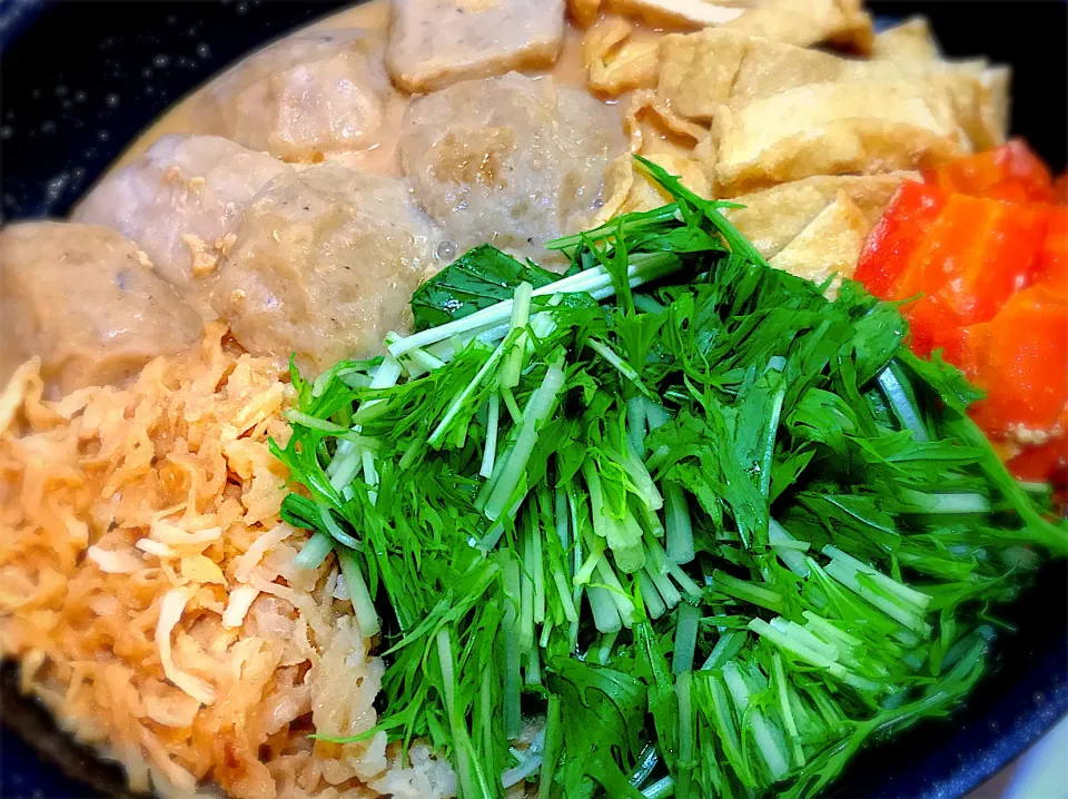 甘酒煮の鍋🍲ありモンに無調整豆乳も入れて👍🏻✨|ちまさん