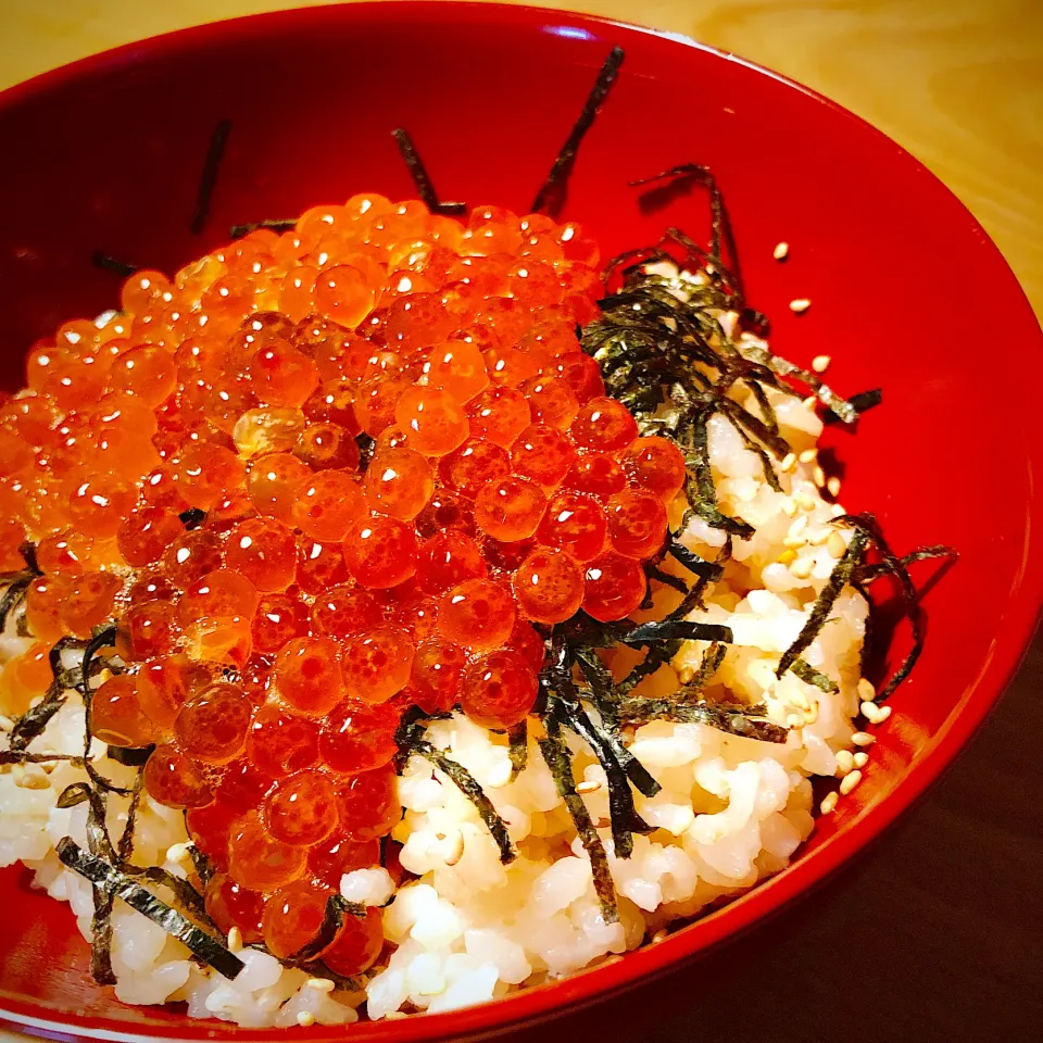 今朝の朝食、イクラ丼|角康広さん