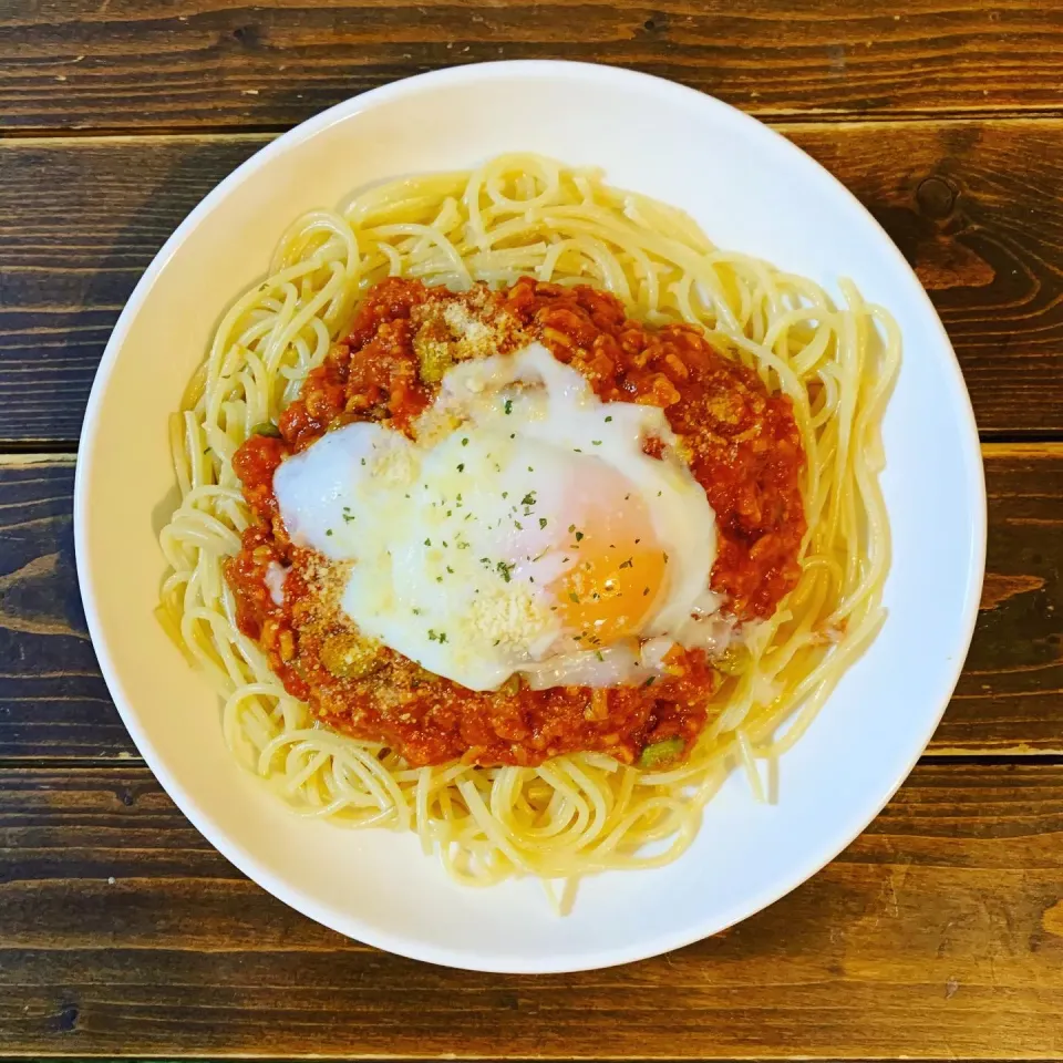 Snapdishの料理写真:おさかなミンチでトマトパスタ🍝|ともさん