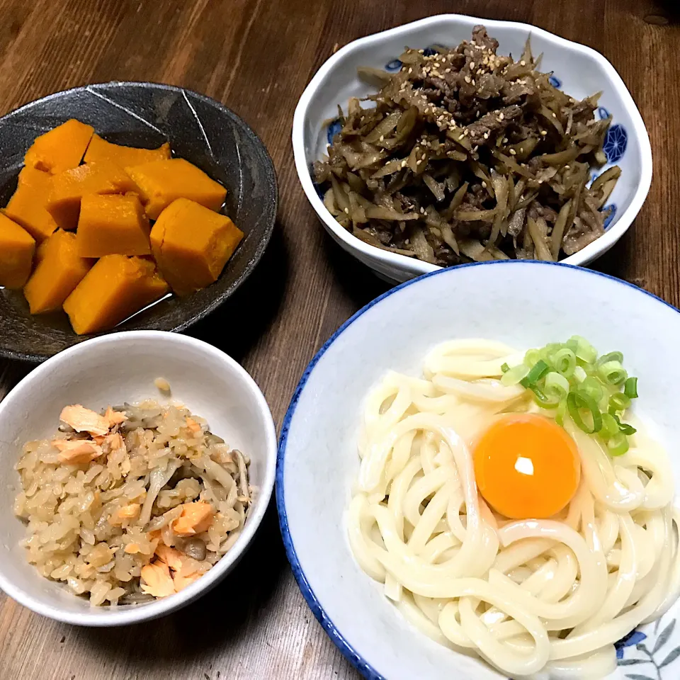 釜玉うどん♫鮭の炊き込みご飯|yummy tommyさん