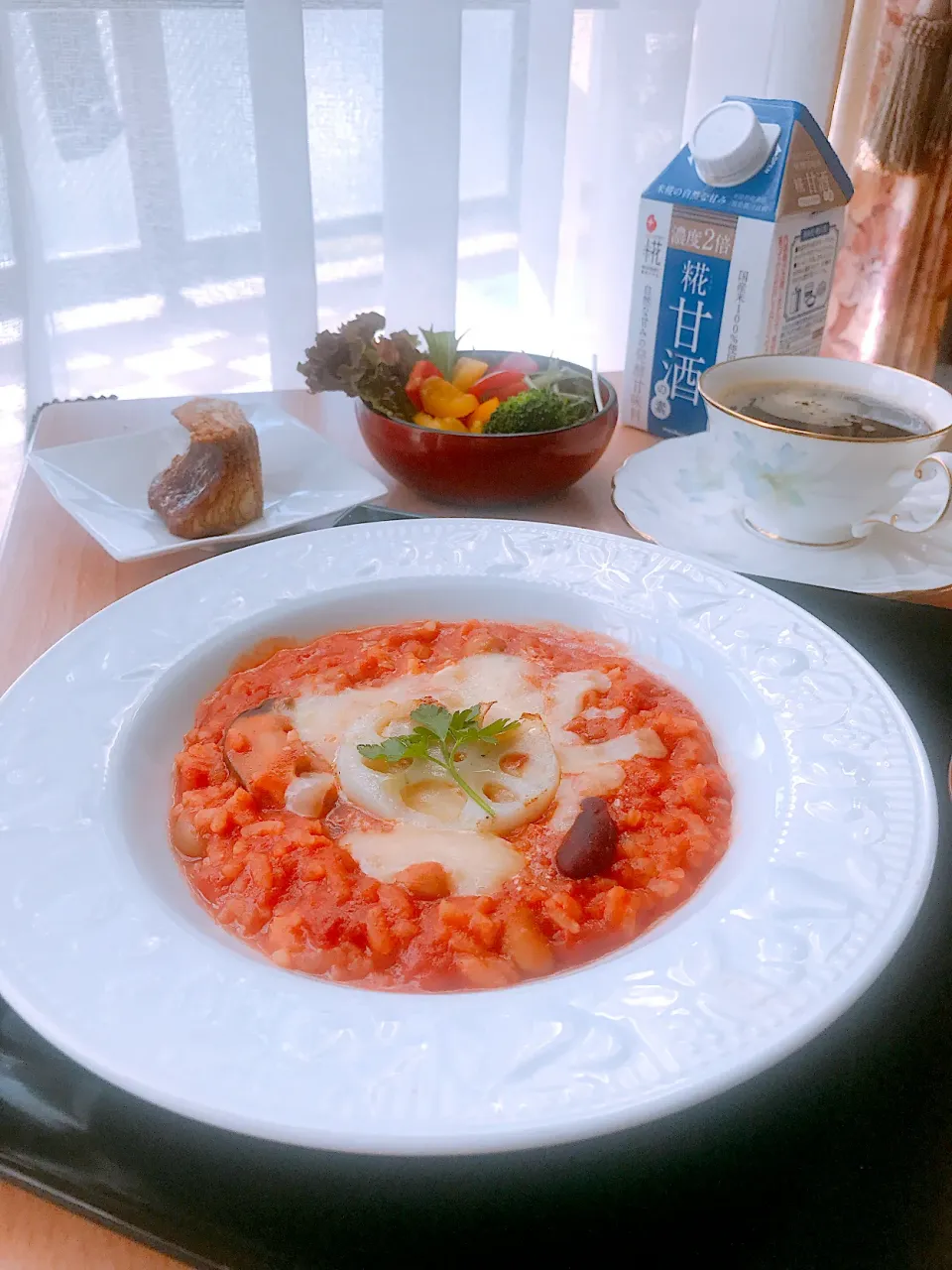 マダム とんちんの料理 すぐ出来る🍅トマトジュースと甘酒のリゾット #リゾット#トマトジュース|とんちんさん