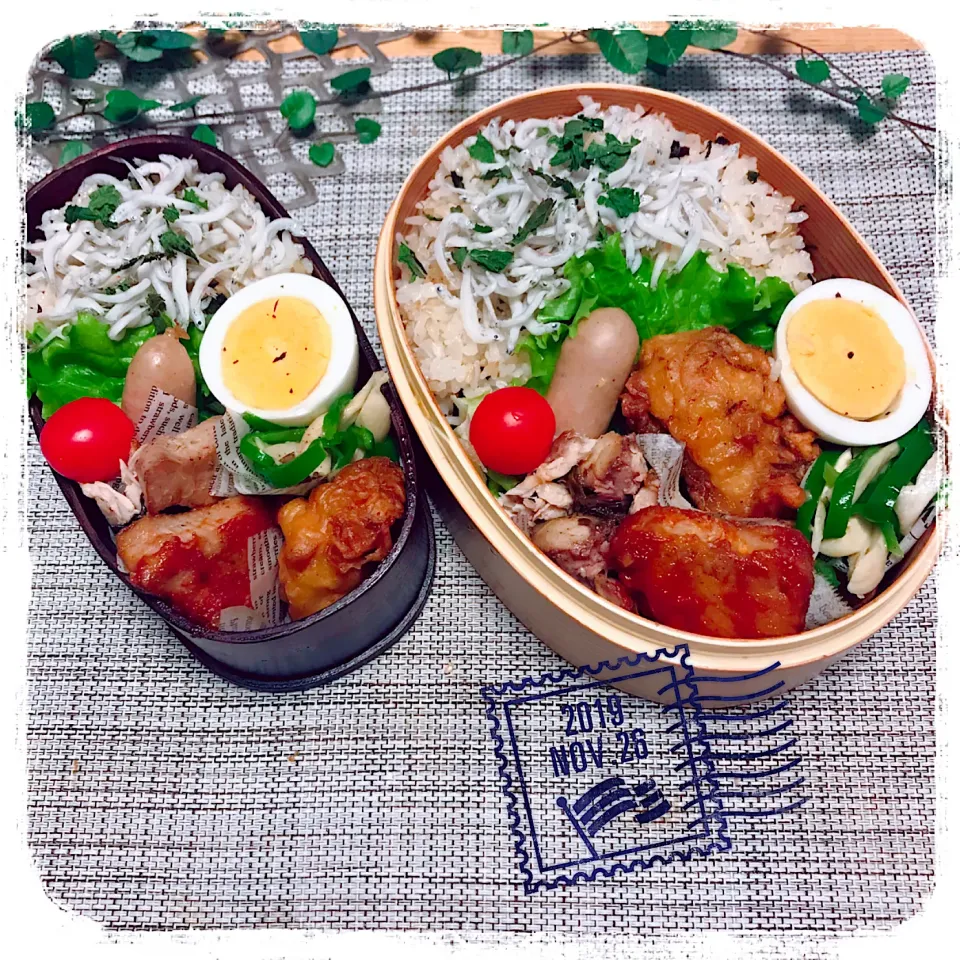 Snapdishの料理写真:11/26 ☺︎☺︎ 鯖のムニエル＆唐揚げ弁当✩.*˚|jon2さん