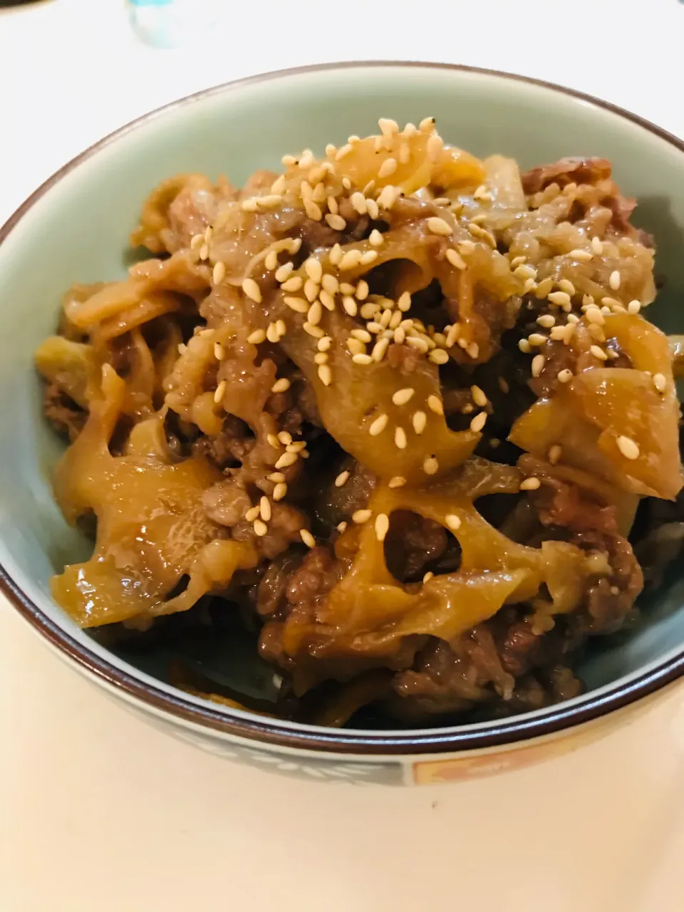 牛コマ肉と蓮根の甘辛煮|だまさん