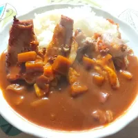 Snapdishの料理写真:チキンソテーのせチキンカレーライス|三平さん