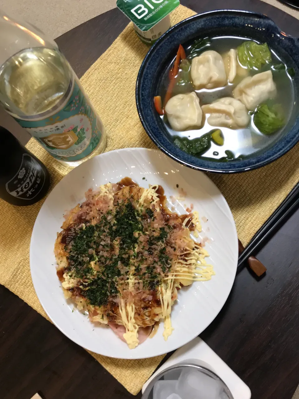 お好み焼きと餃子スープ|くろさん