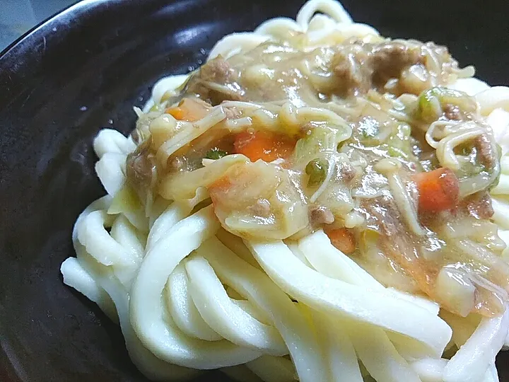 そぼろと野菜の味噌あんかけうどん|いわちゃんさん