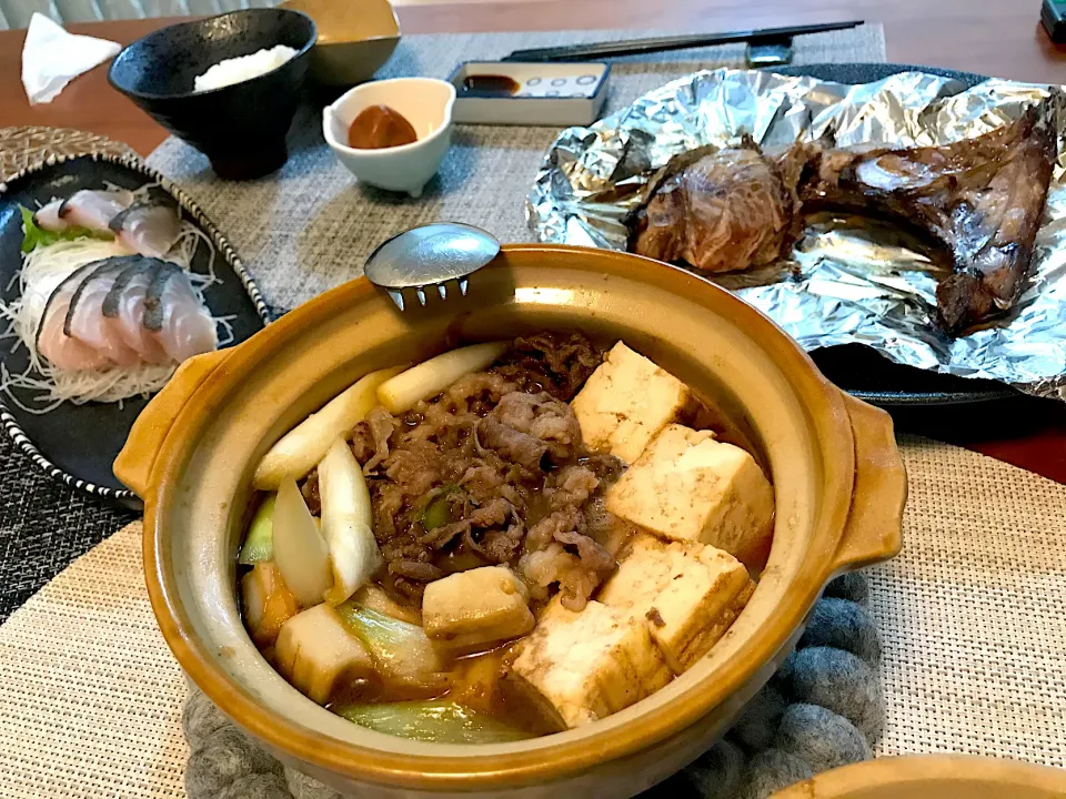 すき焼きとマグロのカマ焼きの宴|なお🅿️さん