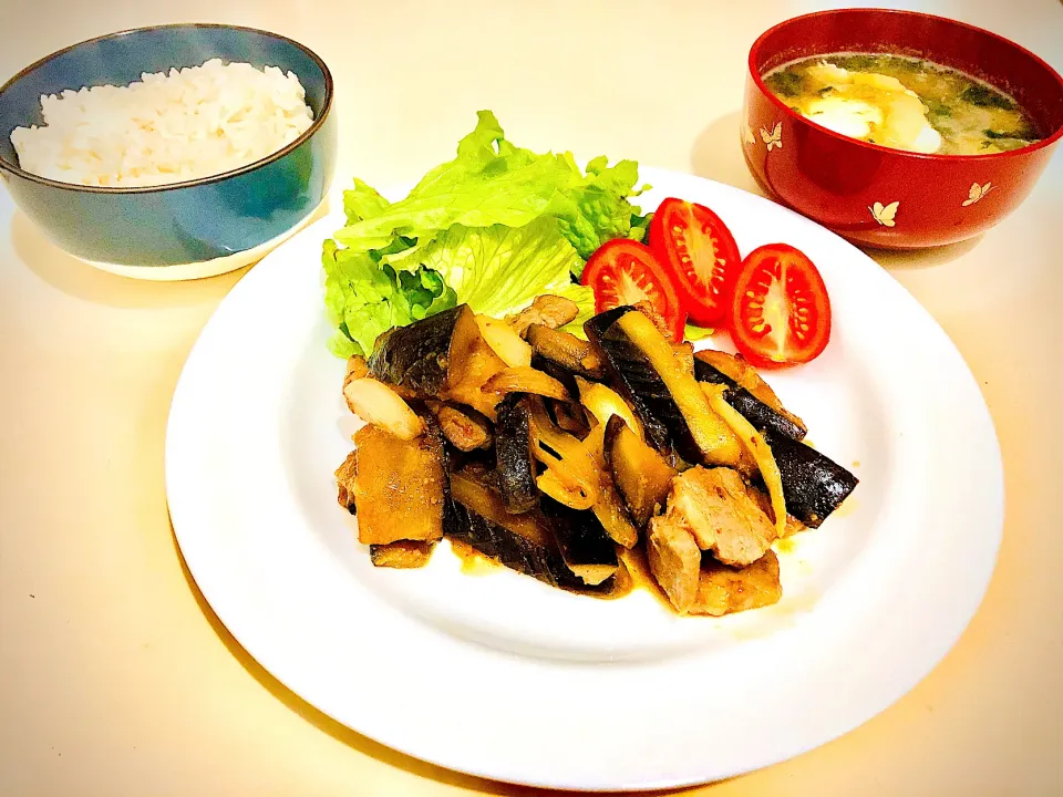 豚肉ナス味噌炒め定食|ムジークさん