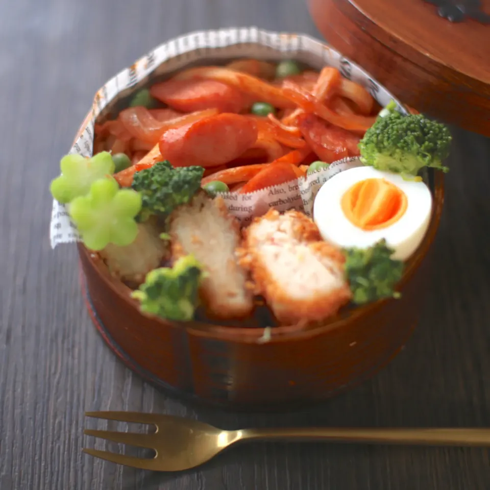 ナポリタン焼きうどんで節約弁当♫|ゆいか＊さくママさん