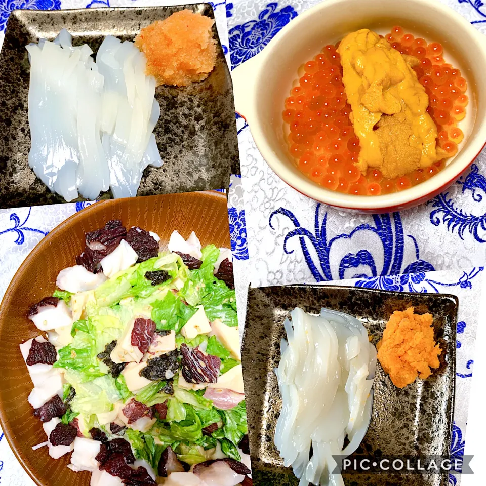 Snapdishの料理写真:海鮮尽くしの夜ご飯✿︎11月27日✿︎|❁︎na--na❁︎Nさん