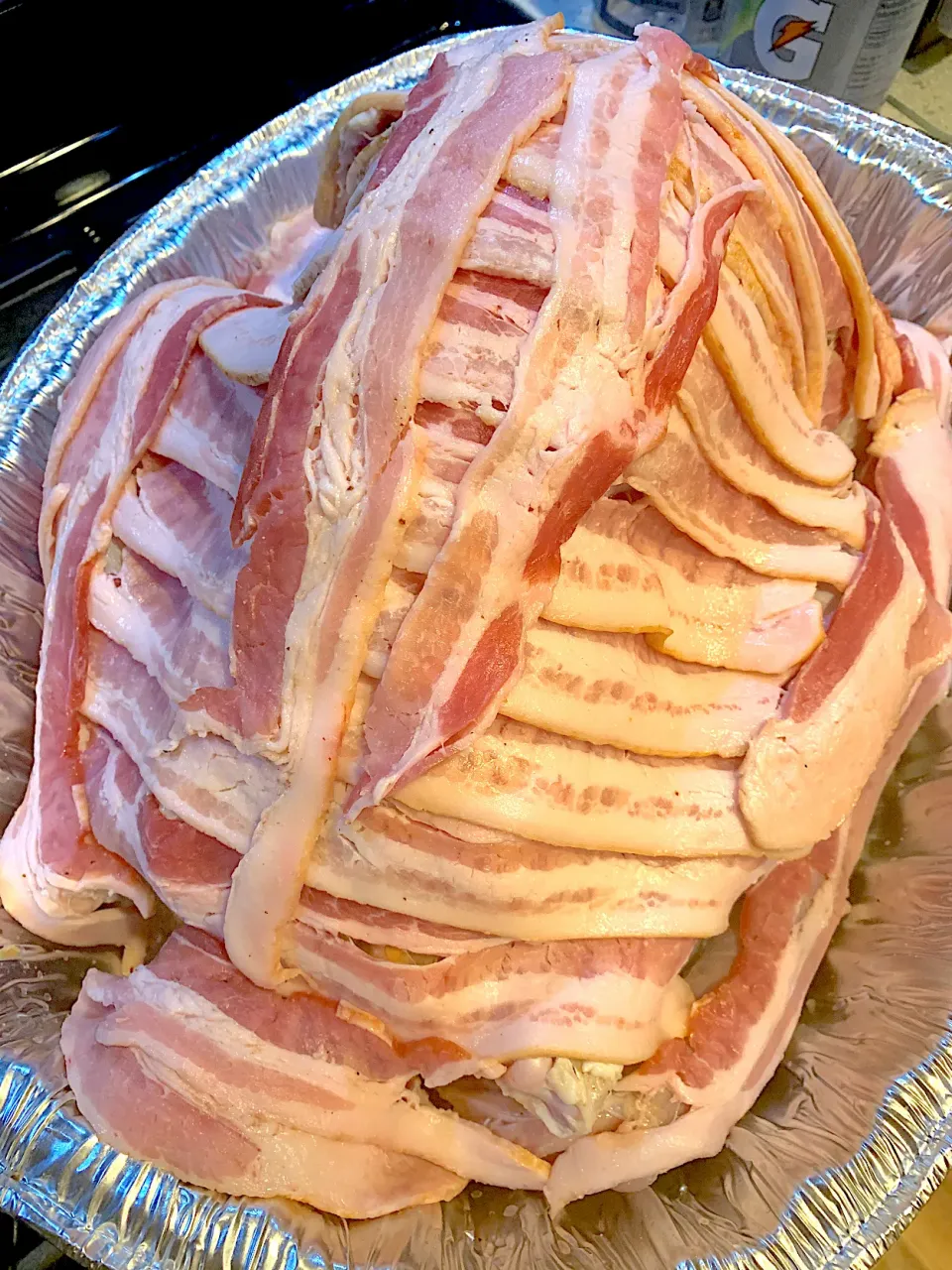 Bacon wrapped turkey ready for roasting🦃|🌺IAnneさん