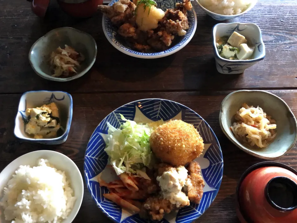 チキン南蛮カニクリームコロッケ定食✩.*˚|なんぷぅさん