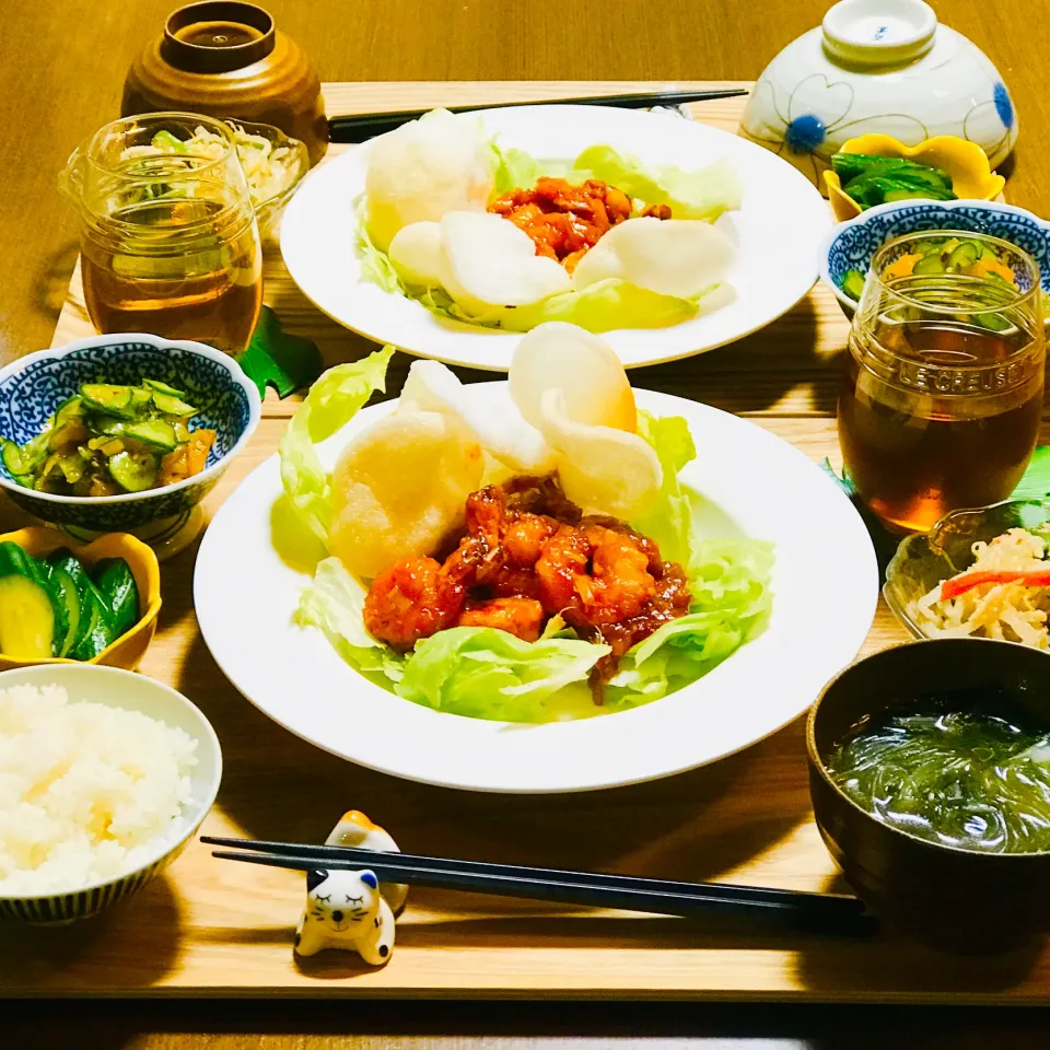 Snapdishの料理写真:エビチリ定食|nailsbayさん