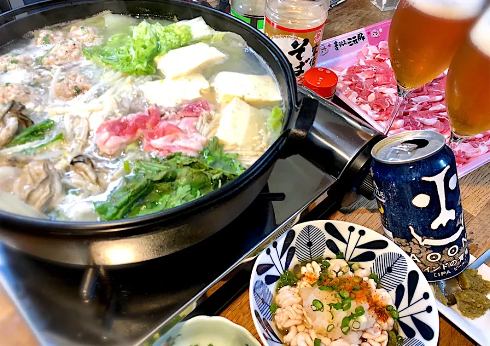 鍋で飲む！                                                       鶏団子・牡蠣・豚バ                                           白子ポン酢|じゅんさんさん