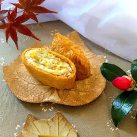 簡単創作料理🦊いなり寿司ではありません😉中身は？里芋です😅