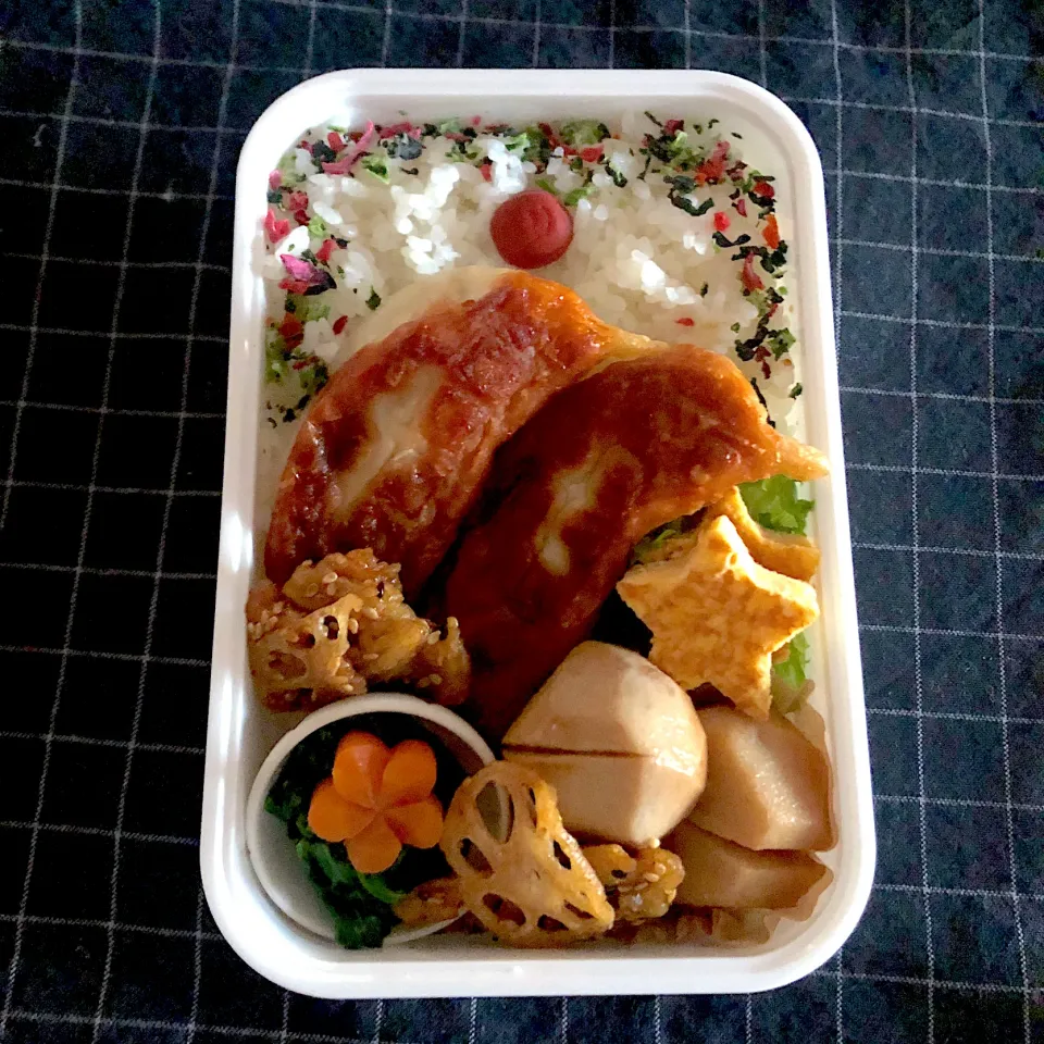 Snapdishの料理写真:おっきな餃子弁当|emichococo625さん