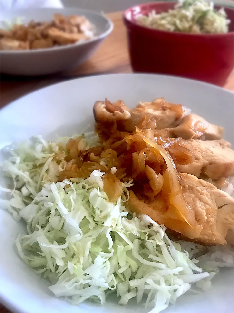 Snapdishの料理写真:キャベツたっぷり照焼チキン丼|saika☆さん