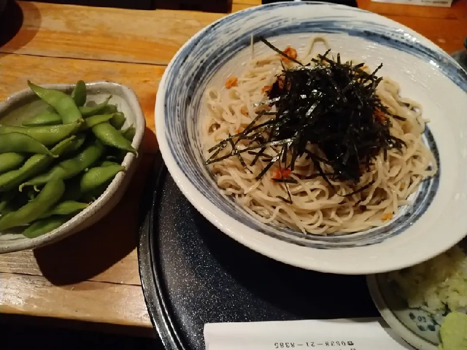 焦がしねぎ蕎麦と枝豆！|ひろみさん