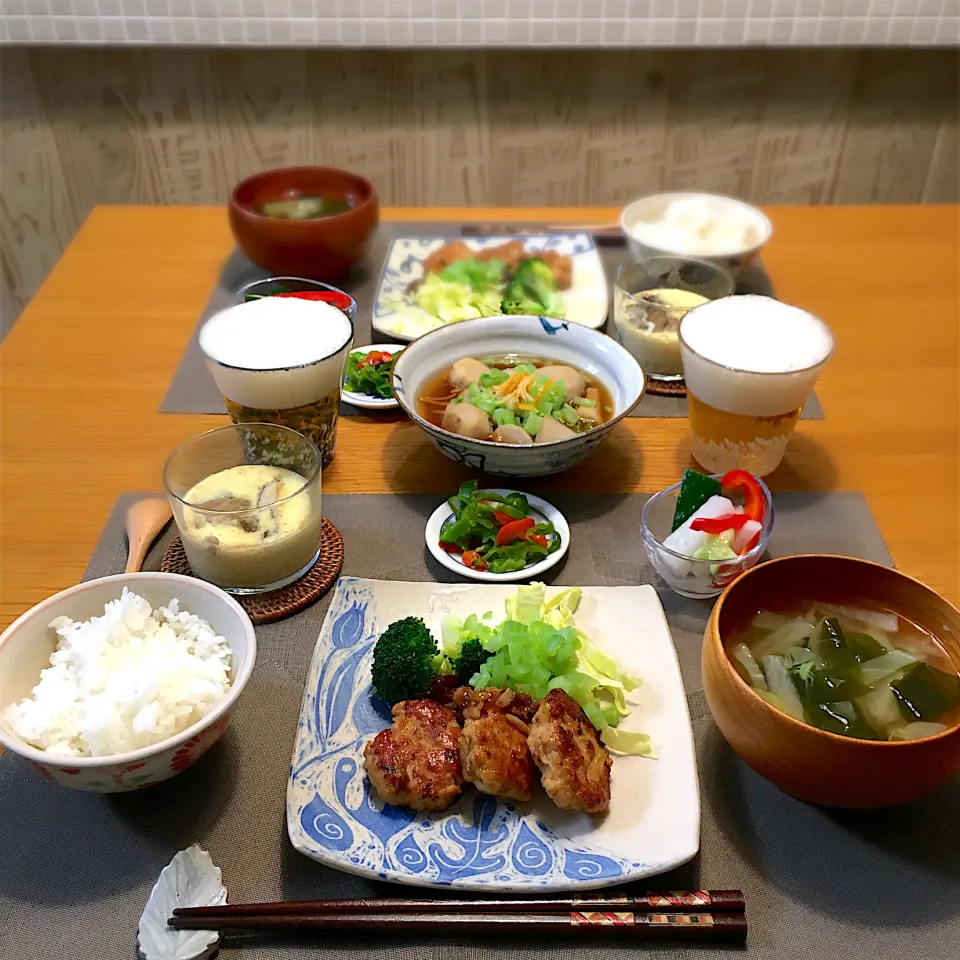 鶏つくねの晩ごはん|むぎこさん