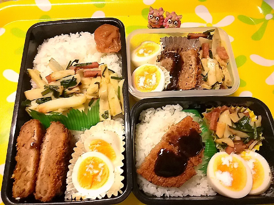 Snapdishの料理写真:夫の弁当、娘の弁当、私の弁当|みどりさん