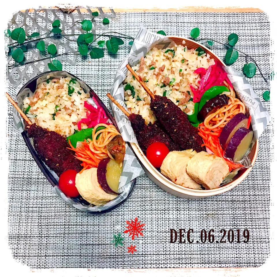 12/6 ☺︎☺︎ ほうれん草炒飯＆味噌串カツ弁当✩.*˚|jon2さん