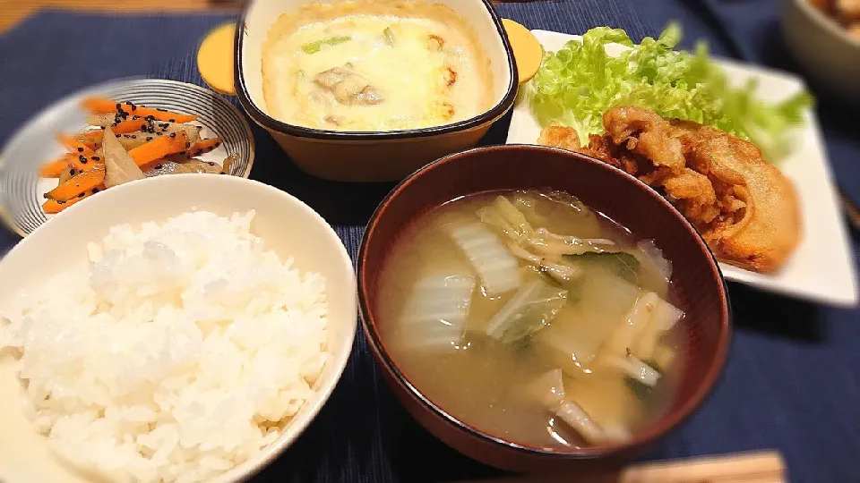 車麩の唐揚げ風＆牡蠣グラタン|くみけるさん