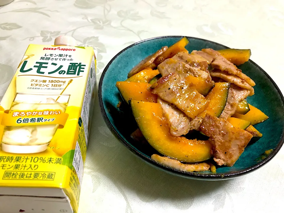 かぼちゃと豚ばら肉の中華炒め|ぽっちさん