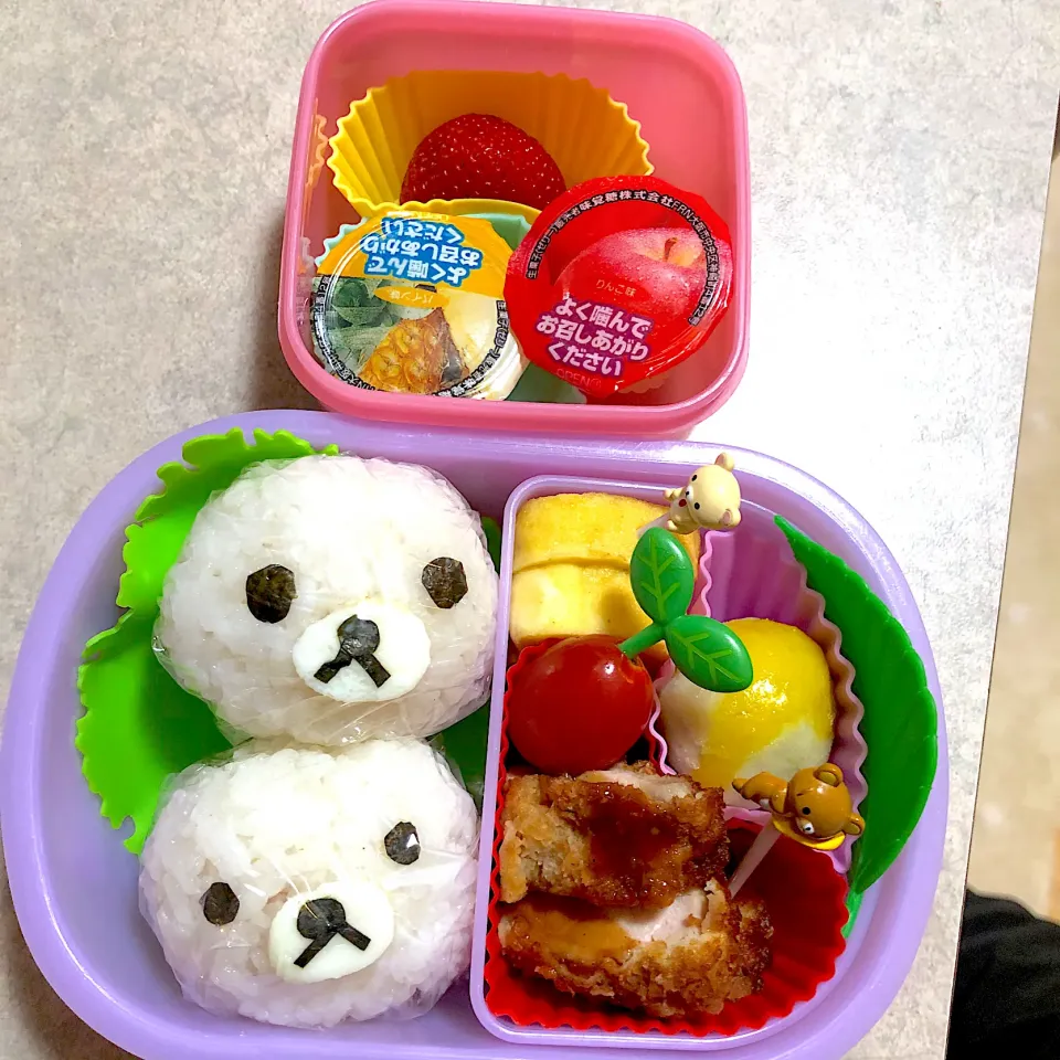 目の大きい子と目の小さい子弁当！
いや、、リラックマ弁当（笑）|Ikuさん