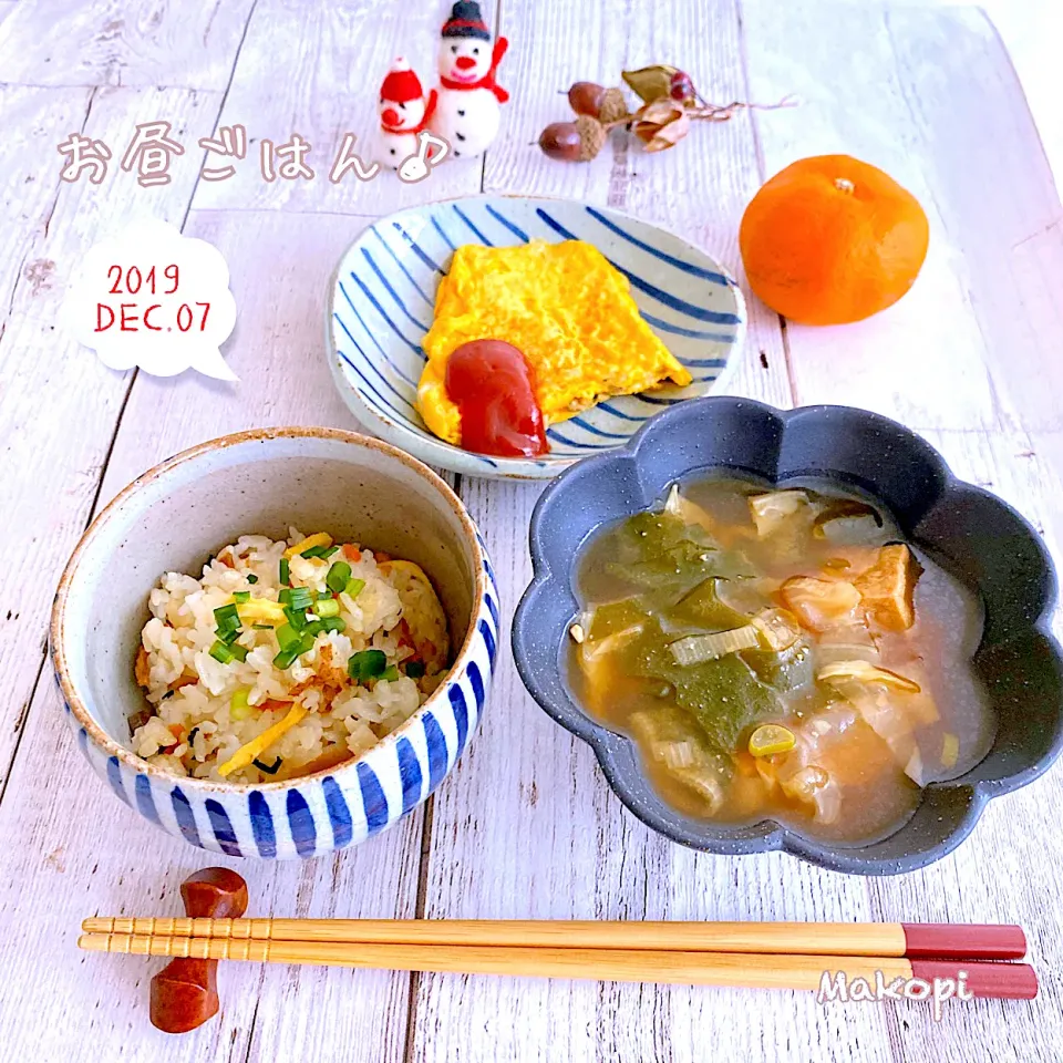 Snapdishの料理写真:遅いお昼ごはん（^人^）頂きます♡#食べ終わったら夕飯の支度して#メインのおかずと甘酒を実家に配達🚲＝3 #顔晴れ＋願晴れ🌞💗|まこぴ～♪さん