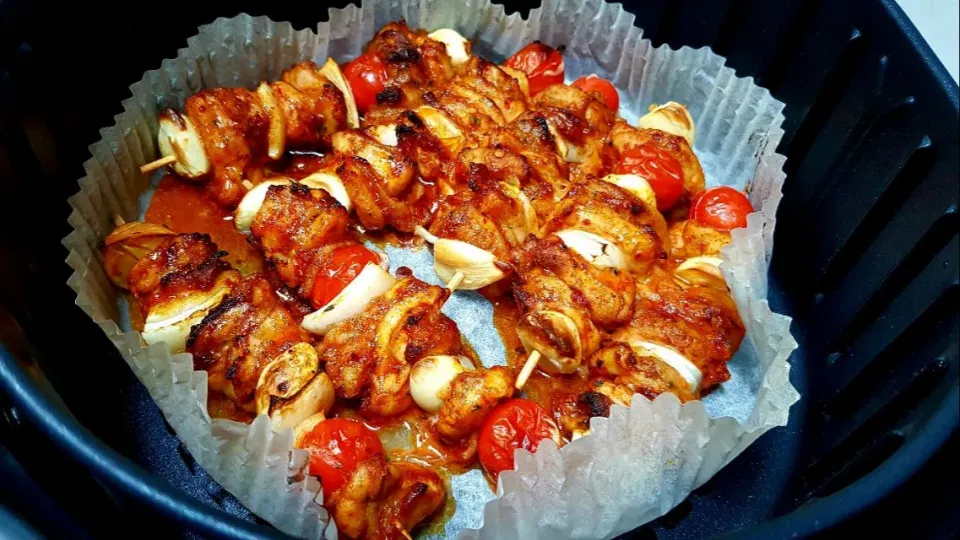 spicy chicken skewers in air fryer|steven z.y.さん