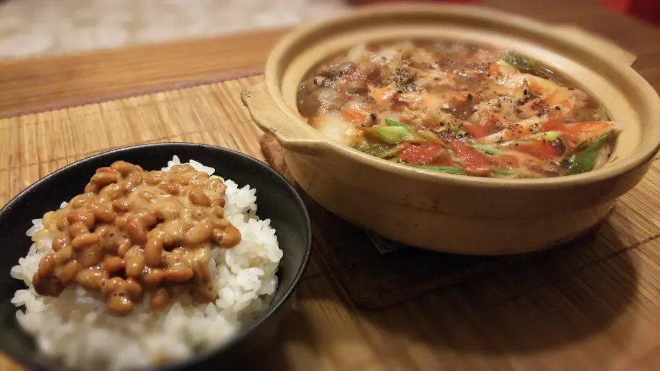 鍋&納豆ご飯～
の晩ごはん✨|kaz(*･ω･)さん