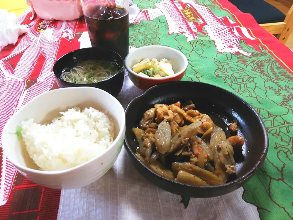 🍗(チキン&ゴボウ)甘辛煮😋ソーメン汁…サラダ🥗|mam  💖Ricky💖rucyさん